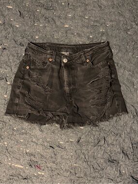 American Eagle Outfitters Distressed Black Denim Shorts